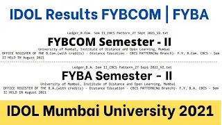 FYBCOM Sem-II IDOL RESULT 2021 | FYBA Sem-II IDOL RESULT 2021 | IDOL Mumbai University