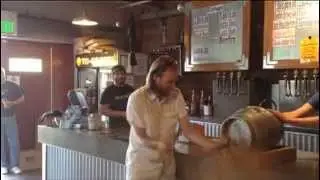 Tapping the Firkin Keg in SLOW MOTION at Midnight Sun Brewing Company