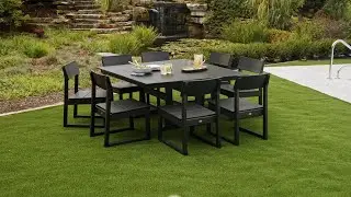 POLYWOOD&reg; EDGE 9-Piece Farmhouse Trestle Dining Set - PWS736-1