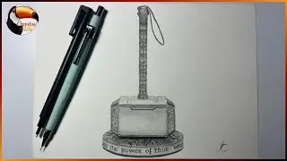   How to draw - Mj&ouml;lnir - Thor's Hammer (Marvel/Disney) - Realistic Drawing/ Desenho Realista 