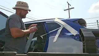 Quarter glass cut out on Nissan Rogue using the WRD Orange Bat