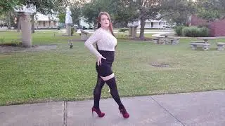 Stockings Thigh High Outfit with Pencil Skirt Review