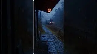 Rainy Train Station Ambience Relaxing Rain Sounds & Distant Train for Sleep  #rainsounds