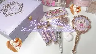 Flower Knows strawberry violet gift set. Unboxing + swatches! 🫧