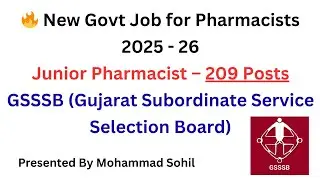 GSSSB Junior Pharmacist 2025 😱 | 209 Posts | ₹40,800 Fixed Salary | Last Date 30 Dec | Don't Miss