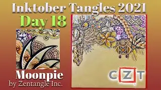 Inktober Tangles 2021 - Day 18 - Moonpie