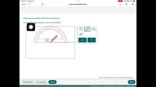 Drawing an angle with the protractor, ALEKS