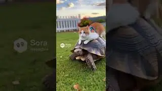 Кот катается на спине у ЖИВОТНОГО #кот #катание #животные #смешное #питомцы #лучшие #друзья