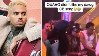 Quavo Didn'T Like Listening To Chris Brown's Song At The Nightclub (Look)