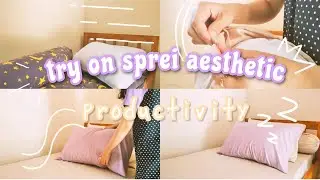try on sprei aesthetic korean look 💜 || LUNCH