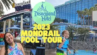 Disneyland Hotel 2023 Pool Tour - Monorail Water Slides, Full Pool Bar Menu and More! #disneyland