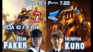 SKT T1 Faker AZIR vs AFs Kuro XERATH Mid - Patch 7.22 KR Ranked