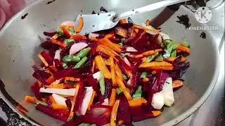 Winter special Beetroot bhaji with carrot 🥕 potato beans ll beetroot bhaji ll Stir fry