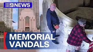 Two charged after unknown substance sprayed on Anzac Memorial | 9 News Australia