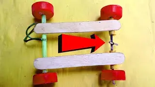 How To Make a Mini Latch Rubber Band Car || Rubber band wali car kaise banaen || mini toy car banana