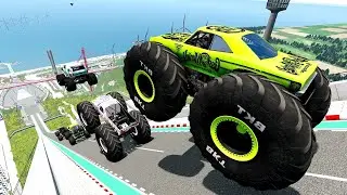 Epic High Speed monster trucks jumps stunts & crashes #056 | BeamNG Drive