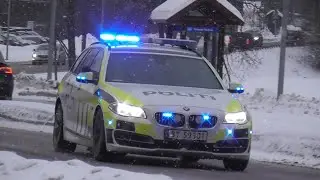 Police BMW 5 series responding with lights and sirens! | Politi p&aring; utrykning i Rotnes