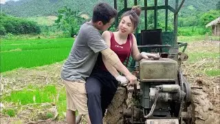 Talented female mechanic, rescues tractor with broken clutch plate in the field