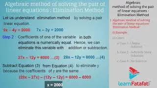 Pair Of Linear Equations in Two Variables - Algebraic Method