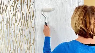 How to Stencil a Metallic Marble Feature wall with metallic paint and Royal Design Studio stencils