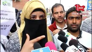 M.Ed students Of Cluster University Srinagar Protests At Press Colony. JKNO