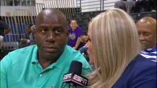 Magic Johnson Takes in the Sparks Game 1 Win