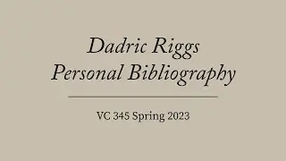 Dadric Riggs Personal Bibliography