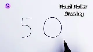 How to draw a road roller from number 50/easy drawing step by step roller drawing