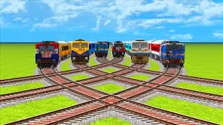 6 INDIAN TRAINS CRAZY CROSSING ON RISKY BUMPY SHARP BEND RAILROAD TRACK #4 | Train Simulator 2022