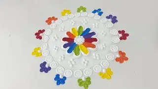 Colorful Rainbow Rangoli #rangoli #colors #easyrangoli #art #satisfying #indianart #simplerangoli