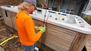 110 Ton Crane Move Hot Tub 12' Catalina Swim Spa In Deck