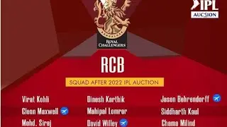 IPL 2022 RCB SQUADS AFTER  AUCTION/RCB 2022