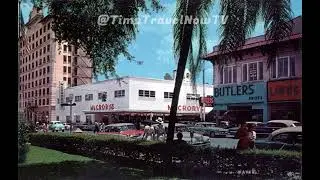 Vintage Main Street Munn Park, Lakeland Florida 1950's Butler's Shoes, McRory's Store, Liggett Drugs