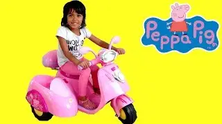 Pink Peppa Pig Ride On Motorbike Unboxing | Little Girl Power Wheels Toy Playtime