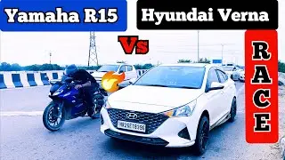 Hyundai Verna Vs Yamaha R15 Race