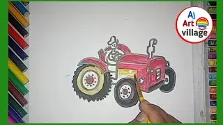 how to draw a tractor step by step | easy drawing and coloring .