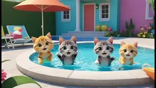 Six Silly Kittens Jumping in the Pool | Fun Animal Song for Toddlers | Kitten Rhyme