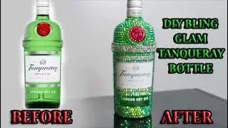 DIY BLING TANQUERAY GIN GLAM BOTTLE GIFT- NEW YEARS EVE PARTY BOTTLE- HOW TO BLING A LIQUOR BOTTLE