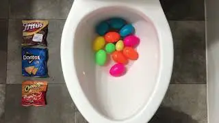 Will it Flush? - Rainbow Surprise Eggs, Fritos, Doritos, Cheetos