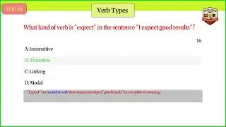 TOP 30 Verbs and Their Types | Must-Know English Grammar Quiz | Rapid Revision & Challenge