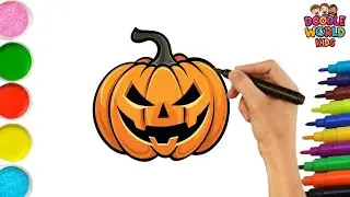 How to Draw Halloween Pumpkin | Easy Pumpkin Drawing for Kids | Doodle World Kids
