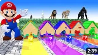 Choose The Right Door ROOM CHALLENGE With MARIO Tiger,Cow,Dinosaur,Gorilla,Elephant Wild Animals #1