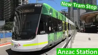 Trams at the new Anzac Station Tram Stop - Melbourne Transport