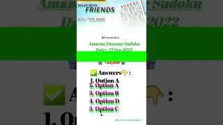 Amazon Funzone Sudoku Quiz Answers Today | Amazon Quiz Answers Today #shorts #sudoku #sudokupuzzles