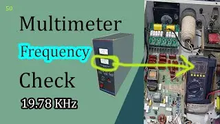 Ultrasonic frequency Check.Digital multimeter show frequency.