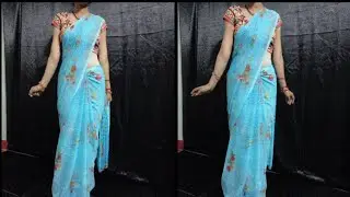 how to wear Georgette chiffon saree.जॉर्जेट शिफॉन साड़ी को आसानी से कैसे पहने घर पर.