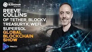 Рив Коллинз, соучредитель Tether, BlockV, TreasuryX, WeFi и SuperSol, на выставке Global Blockcha...