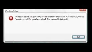 MDT Windows Could Not Parse or Process Unattend Answer File.