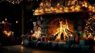 Cozy Christmas Fireplace 4K with Crackling Logs in a Rustic Home Ambience for Stress and Insomnia
