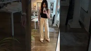 Latte Paper Bag Wide Leg Pants Try-On